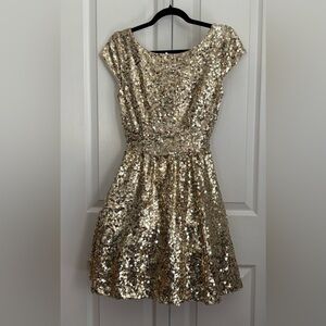 B Darlin Dress, Gold Sequins, size 5/6